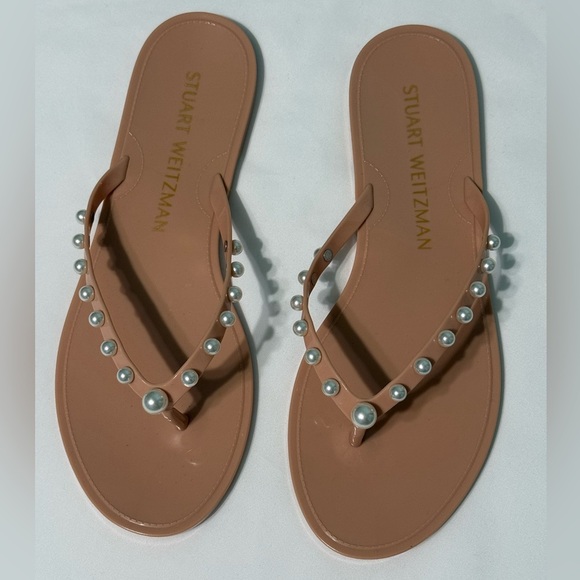 Stuart Weitzman Tan Studded Sandals Size 10 - Picture 2 of 5
